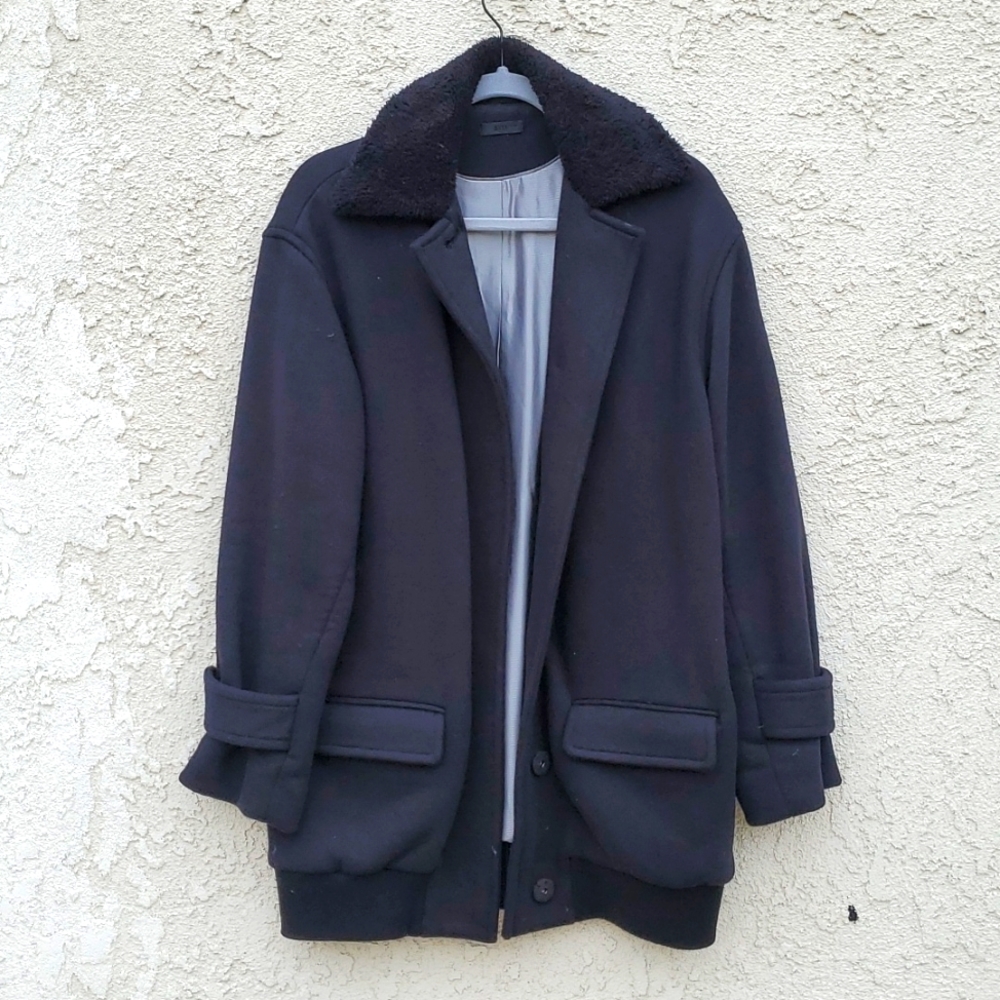 ATM Black Sweater Trench Coat, XS